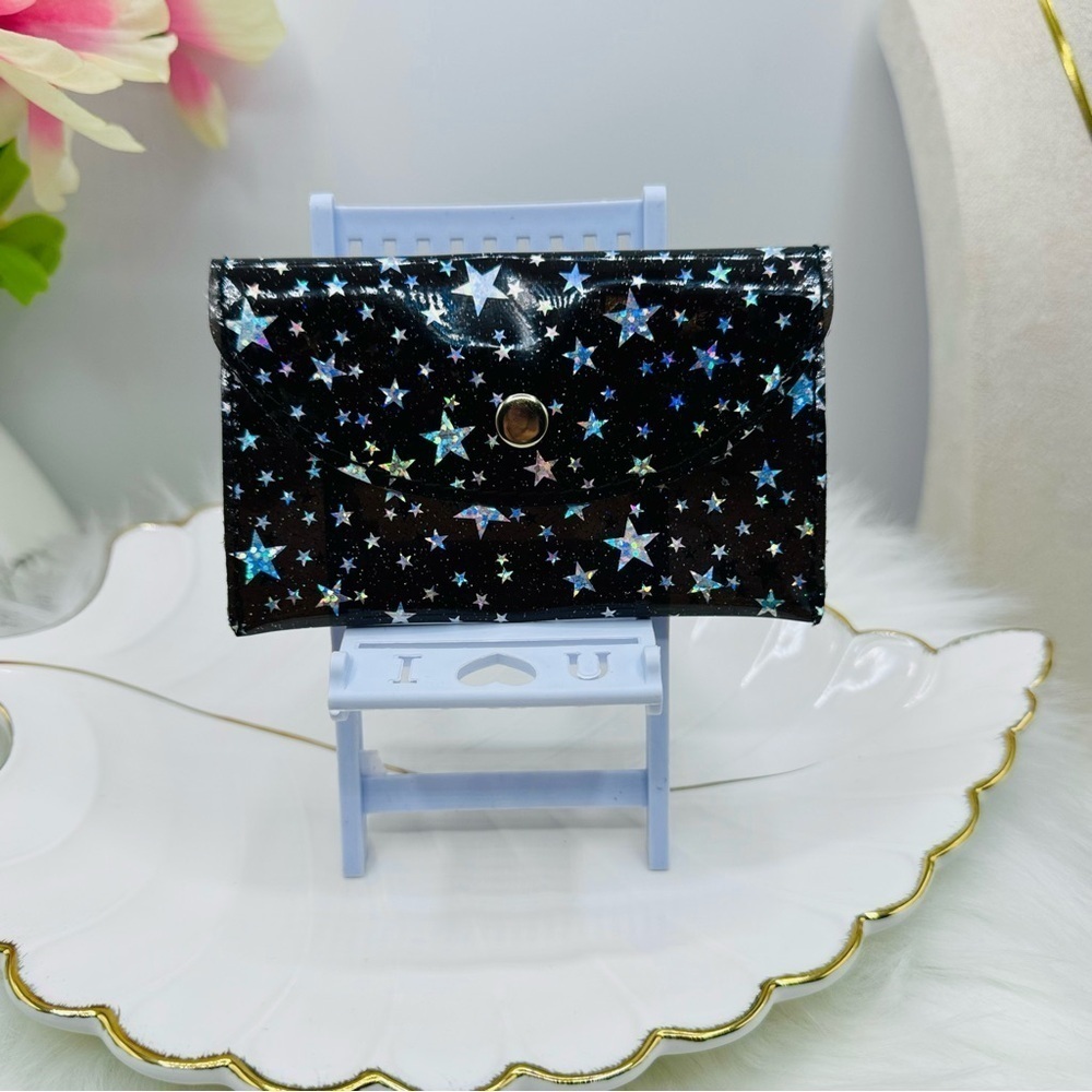 Starry Star Night Black Clear Card Case Wallet - Picture 6 of 6